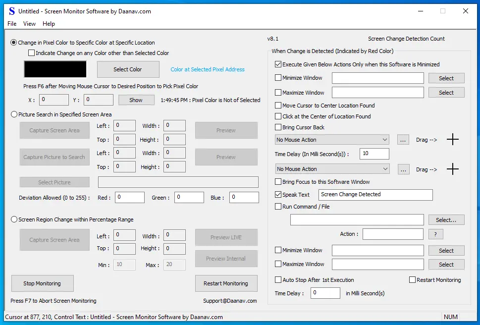 Main Screen of Screen Monitor Software